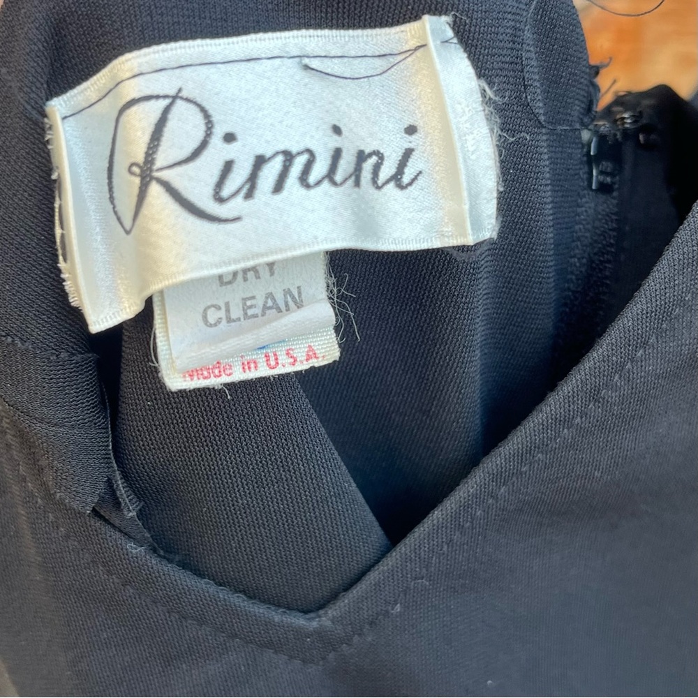 Vintage Rimini Black & Pink Party Dress Size 14 w/ Cutout Ruffles & Bow - Picture 3 of 8